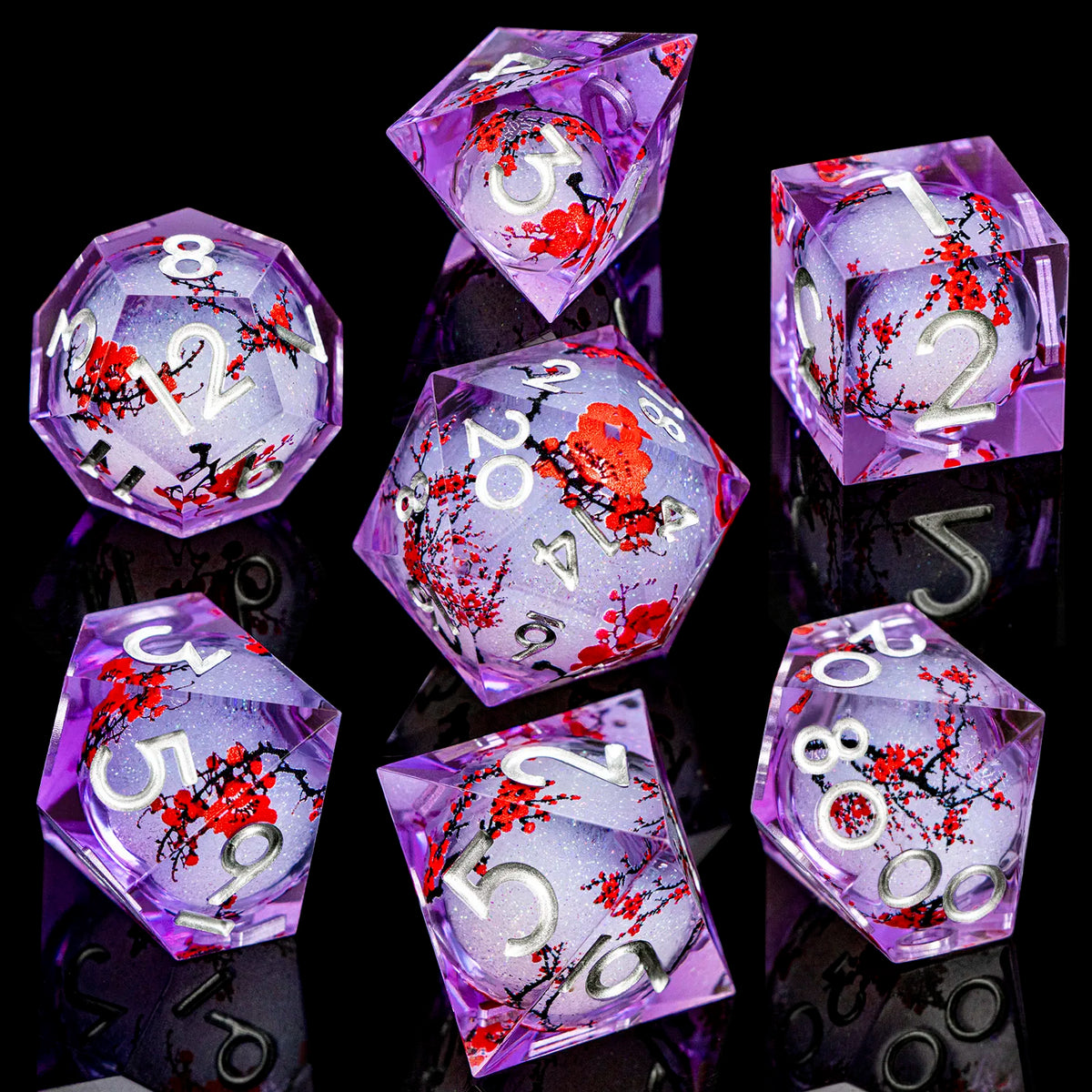 Enchanted Liquid Core Dice — 7-Piece Resin RPG Set