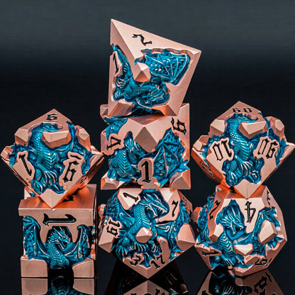Dragoncrest Metal Dice — 7-Piece Sculpted RPG Set