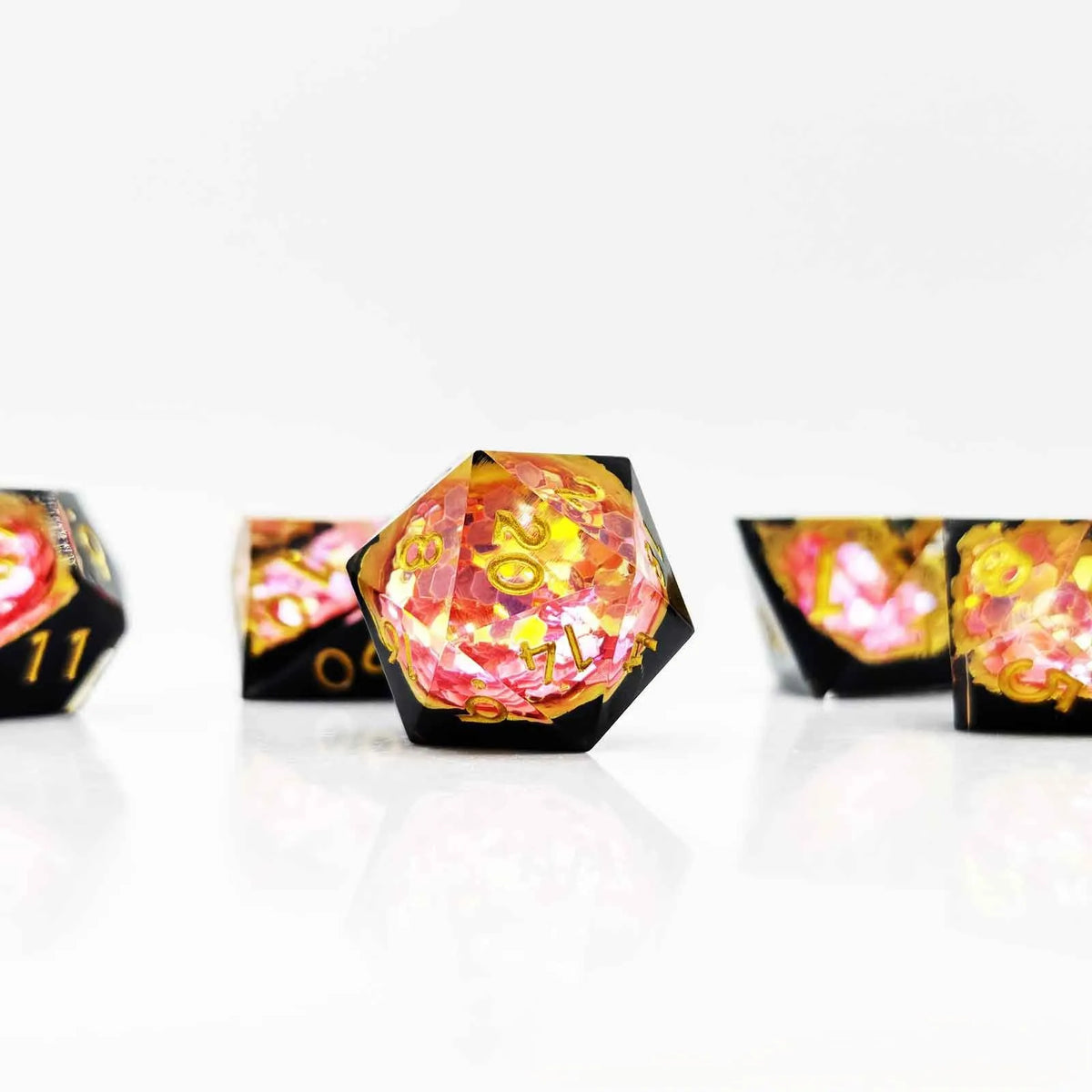 Emberflow Liquid Core Resin Dice — 7-Piece RPG Set