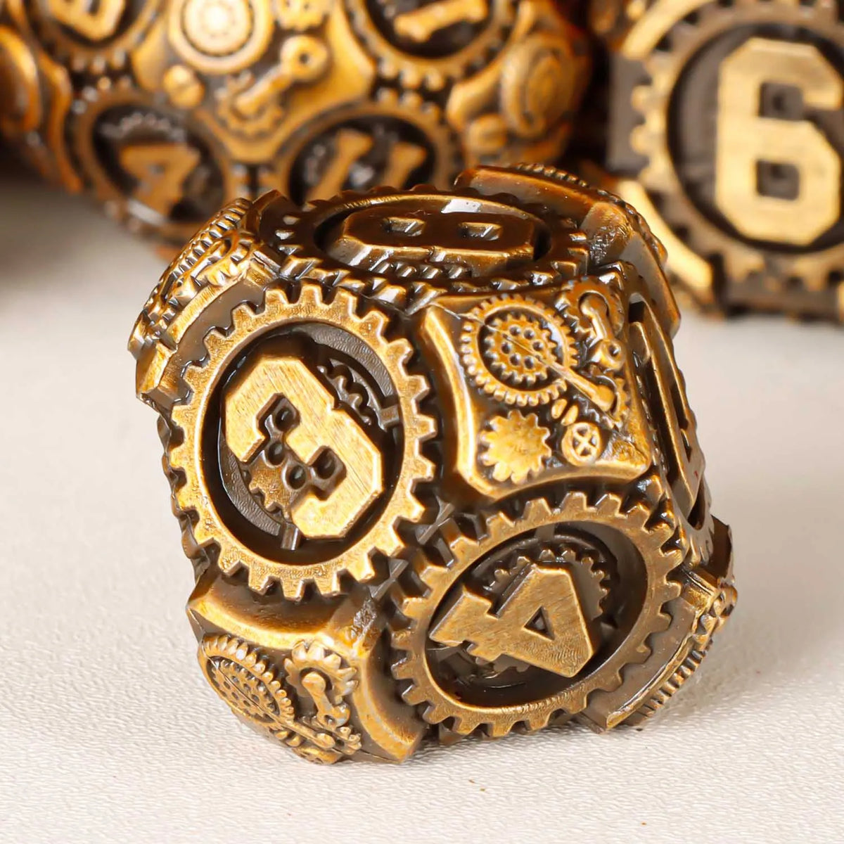Arcane & Clockwork Metal Dice Sets — 7-Piece D&D RPG Dice