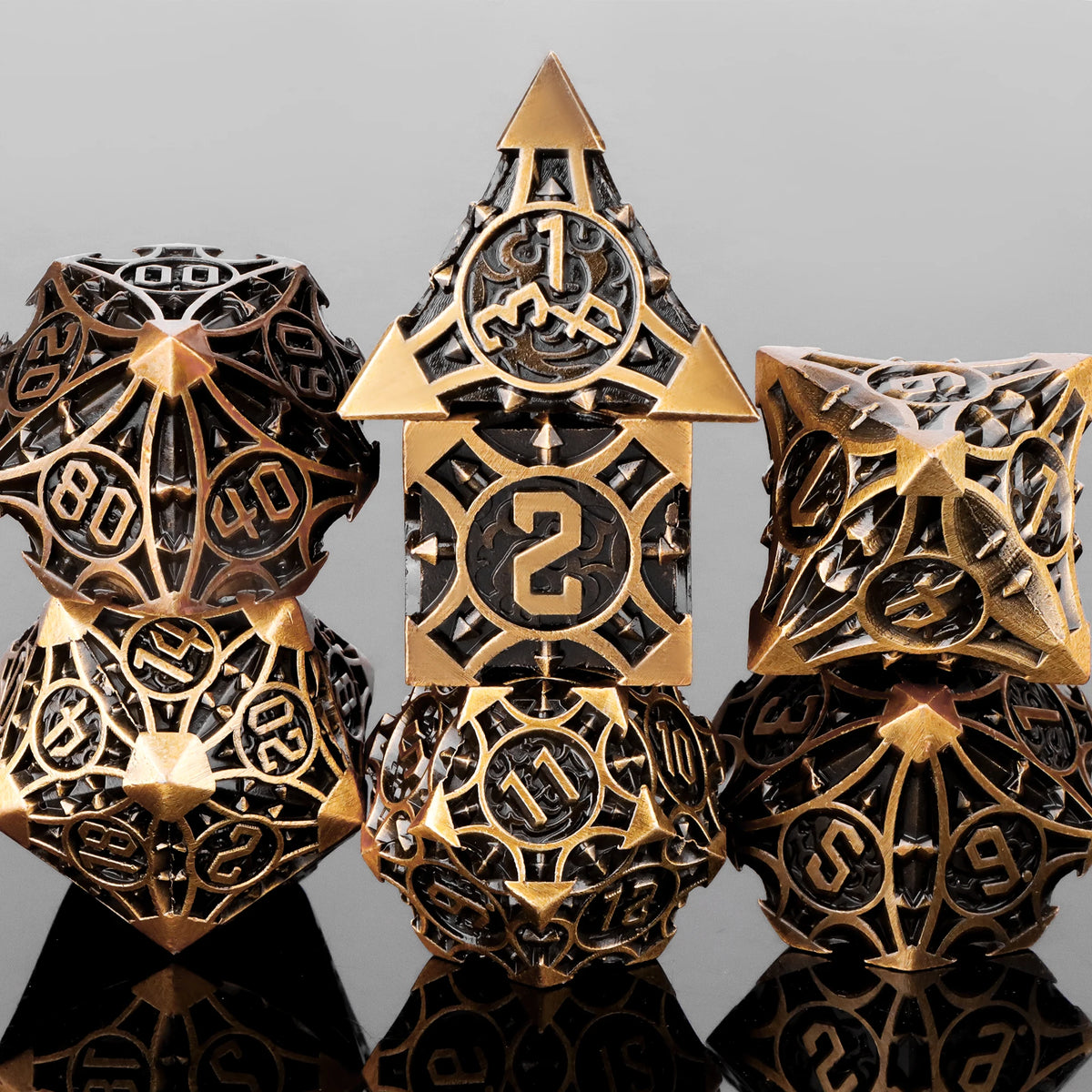 Runeforge Metal Dice — 7-Piece Fantasy RPG Sets