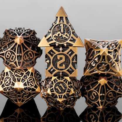 Runeforge Metal Dice — 7-Piece Fantasy RPG Sets
