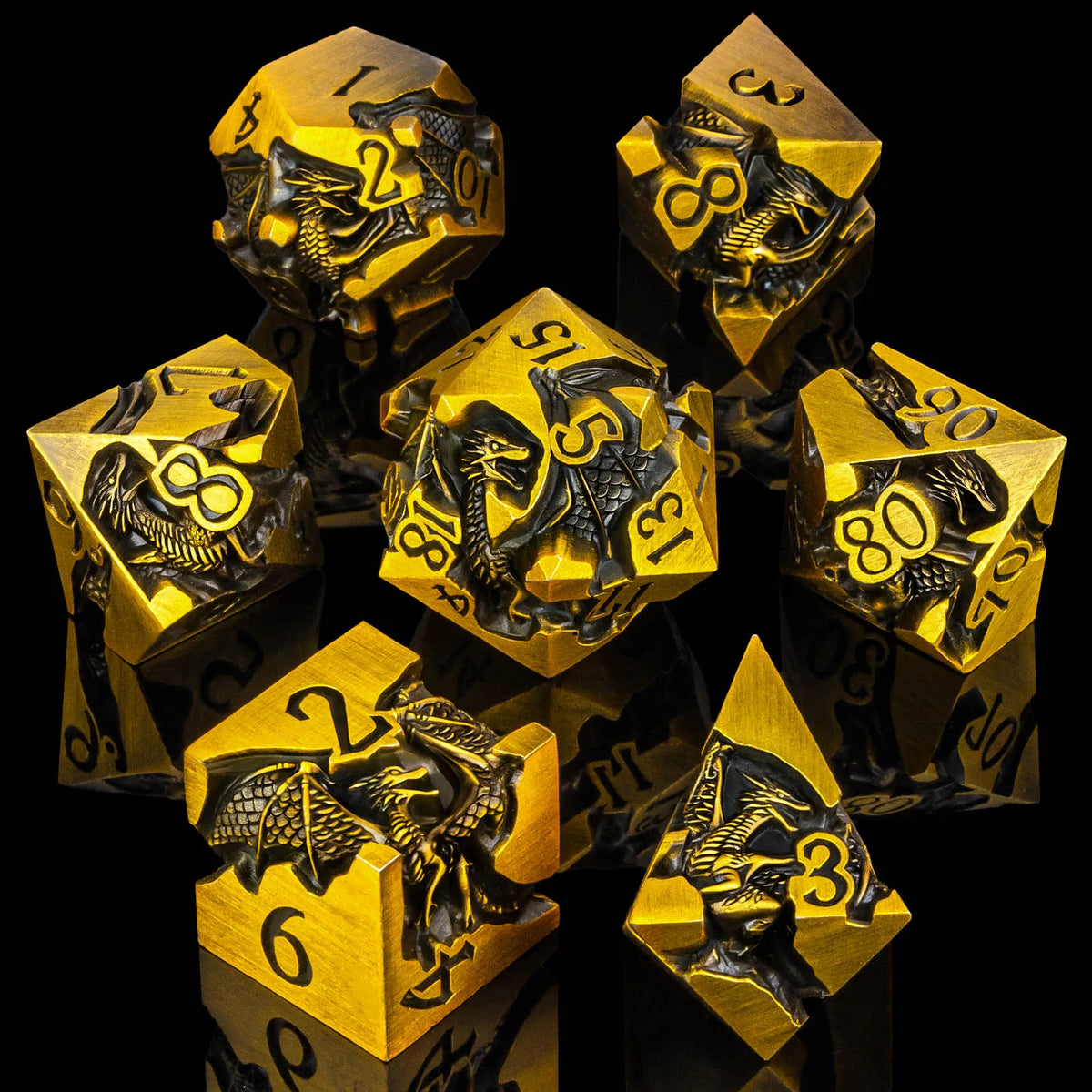Dragonbound Metal Dice — 7-Piece RPG Set