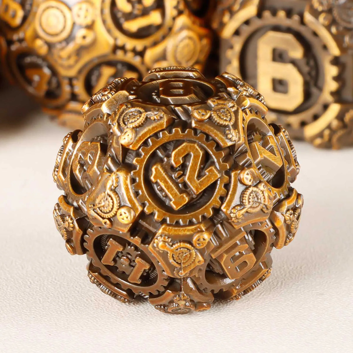 Arcane & Clockwork Metal Dice Sets — 7-Piece D&D RPG Dice
