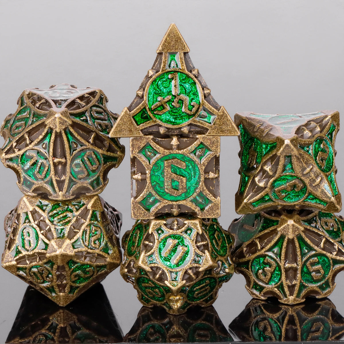 Runeforge Metal Dice — 7-Piece Fantasy RPG Sets