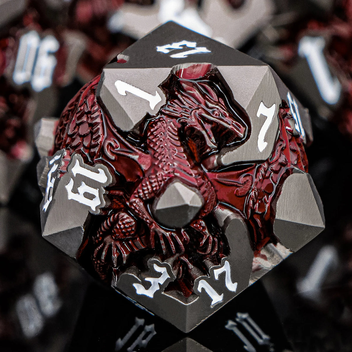 Dragoncrest Metal Dice — 7-Piece Sculpted RPG Set