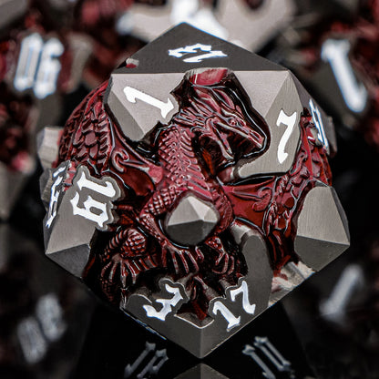 Dragoncrest Metal Dice — 7-Piece Sculpted RPG Set