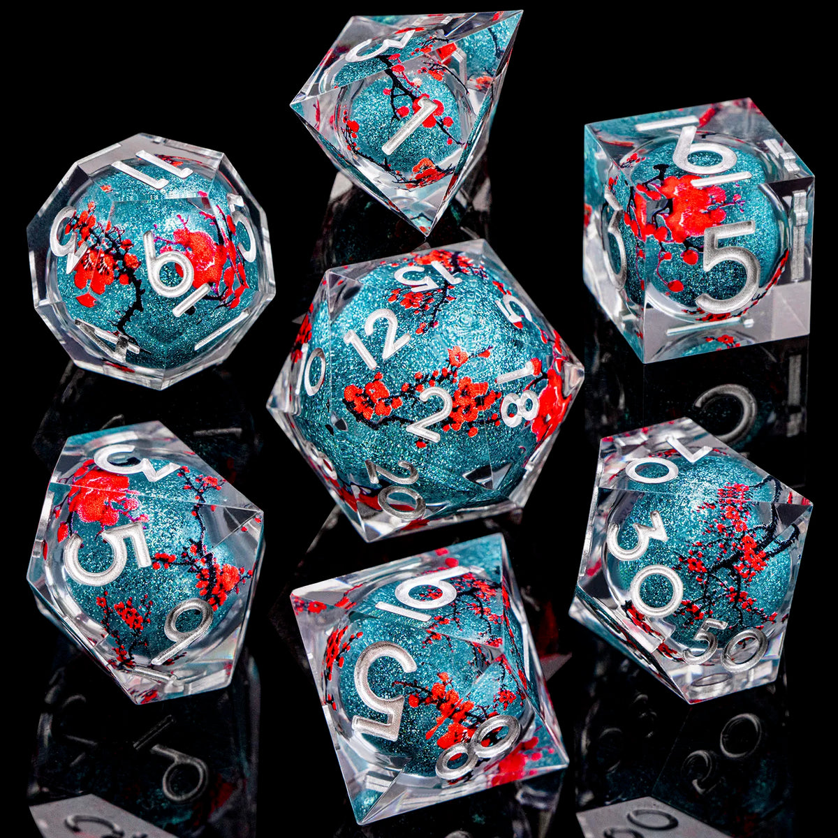 Enchanted Liquid Core Dice — 7-Piece Resin RPG Set