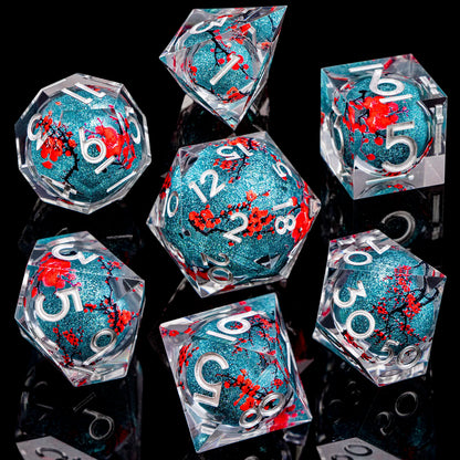 Enchanted Liquid Core Dice — 7-Piece Resin RPG Set
