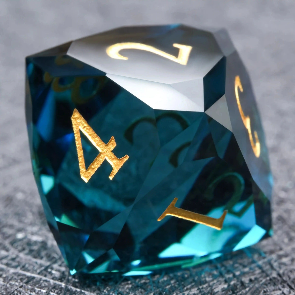 Deepsea Blue Glass RPG Dice — Complete 7-Piece Set