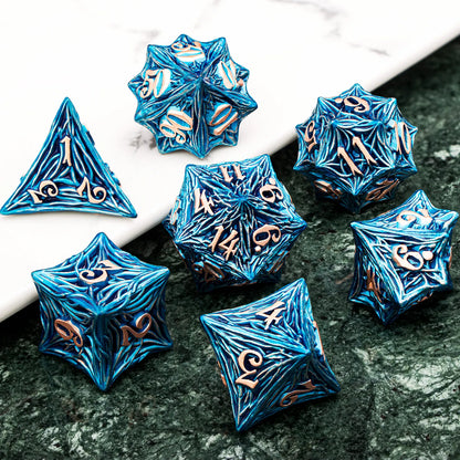 Elderwood Metal Dice — Sculpted Root RPG Sets