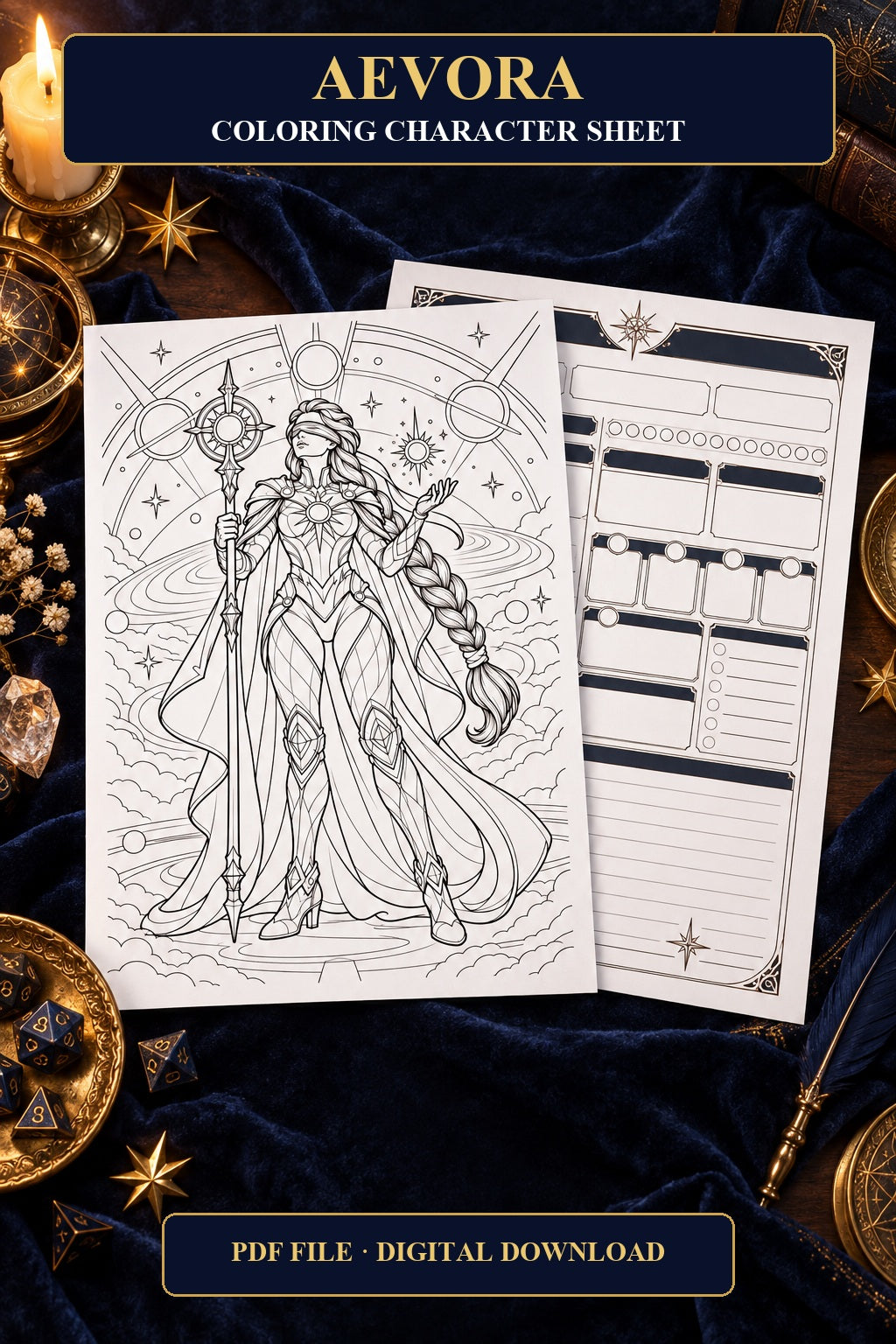 Aevora Coloring Character Sheet 1