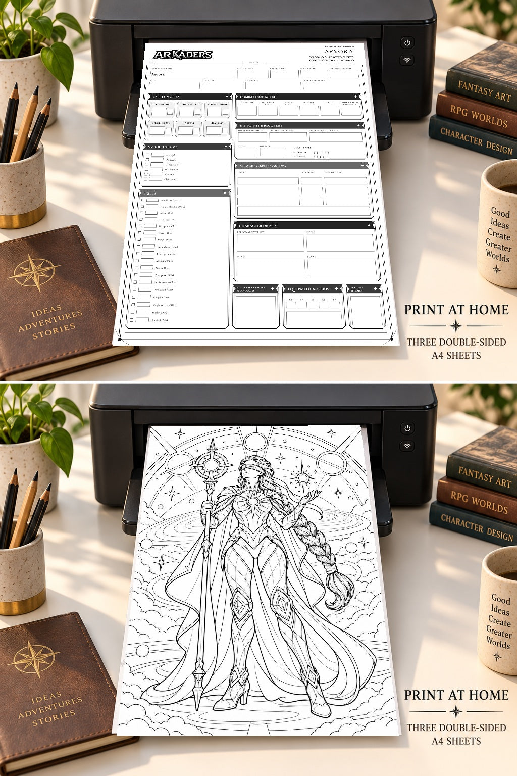 Aevora Coloring Character Sheet 4