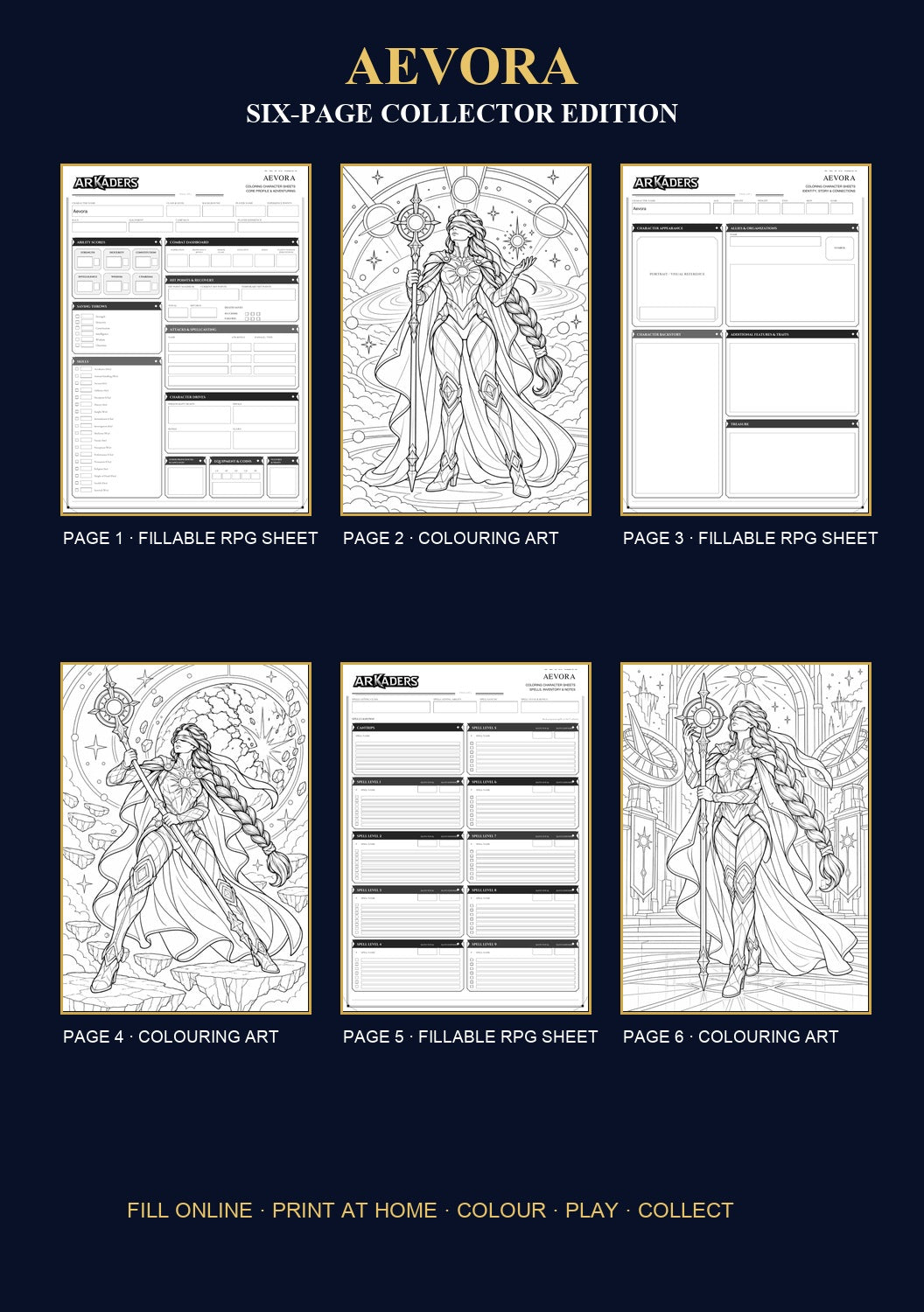 Aevora Coloring Character Sheet 6