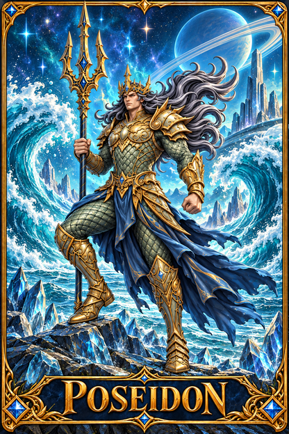Included Token - Card artwork — POSEIDON-01 — detail preview; printed as a mini foldable token in the PDF