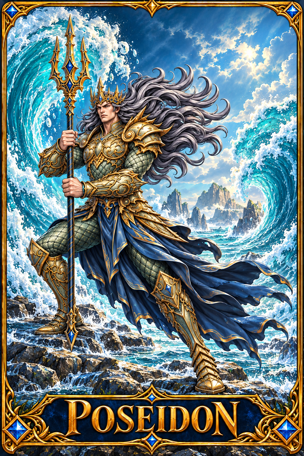 Included Token - Card artwork — POSEIDON-02 — detail preview; printed as a mini foldable token in the PDF
