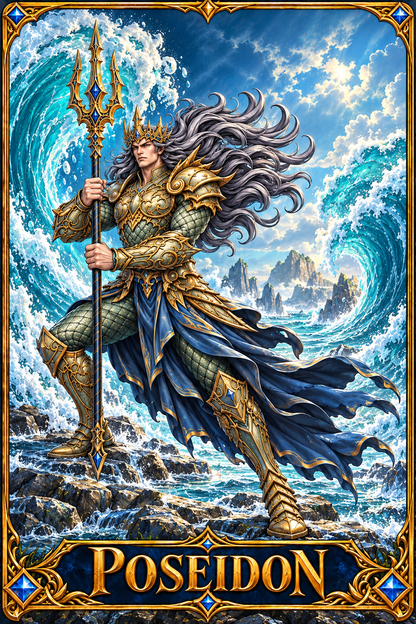 Included Token - Card artwork — POSEIDON-02 — detail preview; printed as a mini foldable token in the PDF