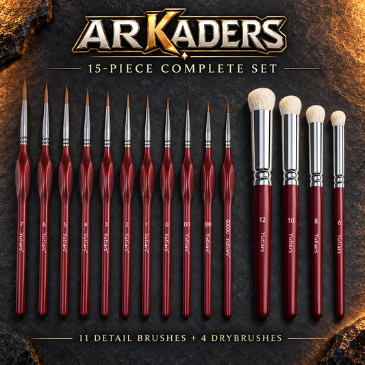ARKADERS complete set — 11 detail brushes and 4 drybrushes