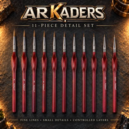 ARKADERS 11-piece detail brush set with burgundy wooden handles