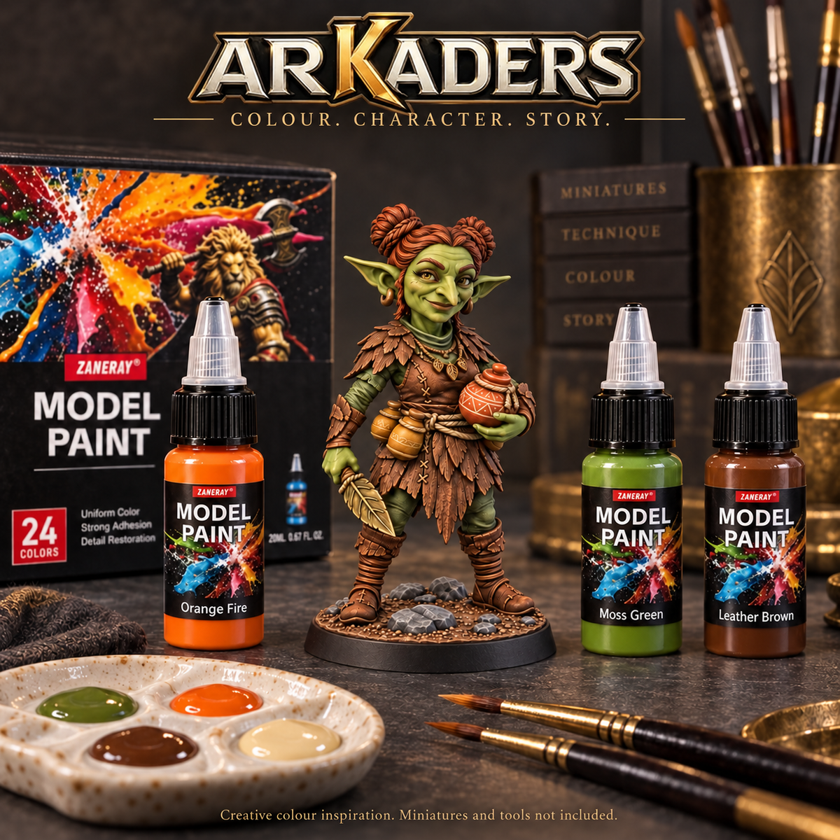 Nima Seedkeeper colour inspiration with model paints — miniature not included