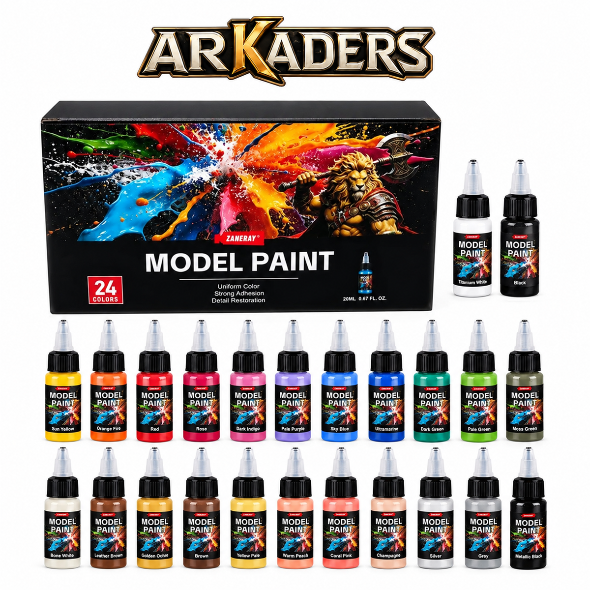 ZANERAY model paint set — original packaging and 24 bottles of 20 ml
