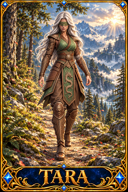 Included Token - Card artwork — TARA-04 — enlarged preview of a mini foldable token in the PDF