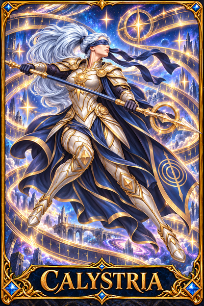 Included Token - Card artwork — CALYSTRIA-02 — detail preview; printed as a mini foldable token in the PDF