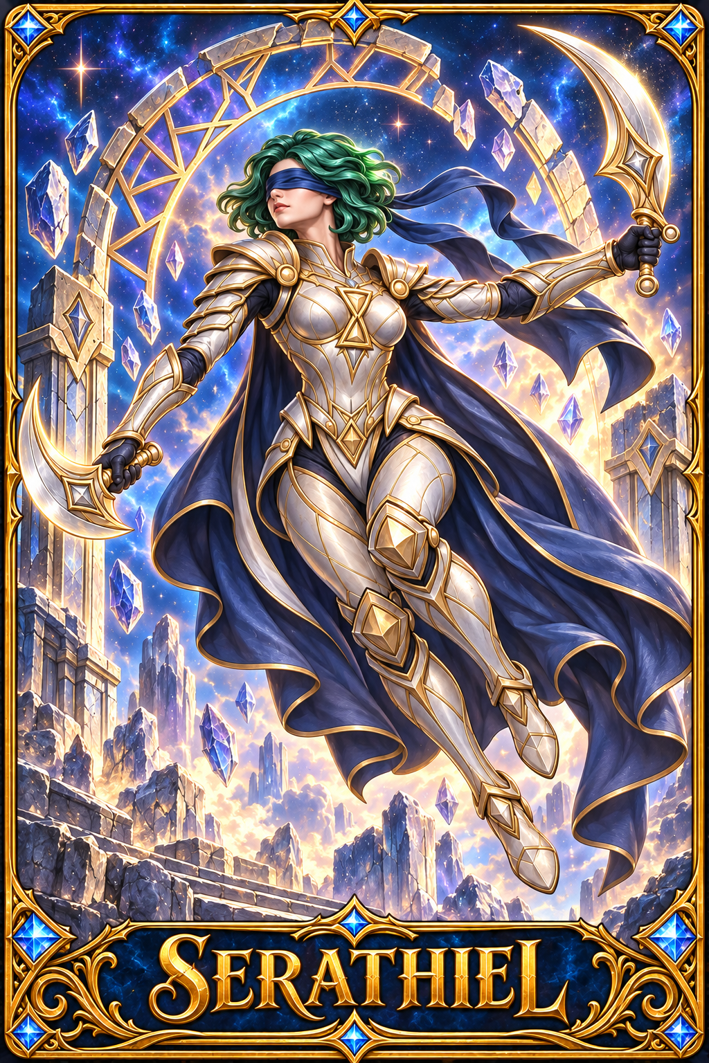 Included Token - Card artwork — SERATHIEL-02 — detail preview; printed as a mini foldable token in the PDF