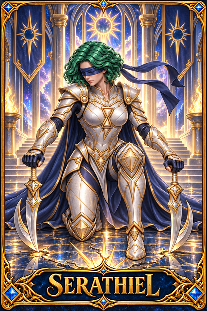Included Token - Card artwork — SERATHIEL-03 — detail preview; printed as a mini foldable token in the PDF