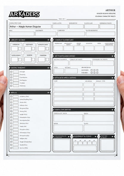 Arthur Adagio Human Disguise Coloring Character Sheet — image 2 of 12
