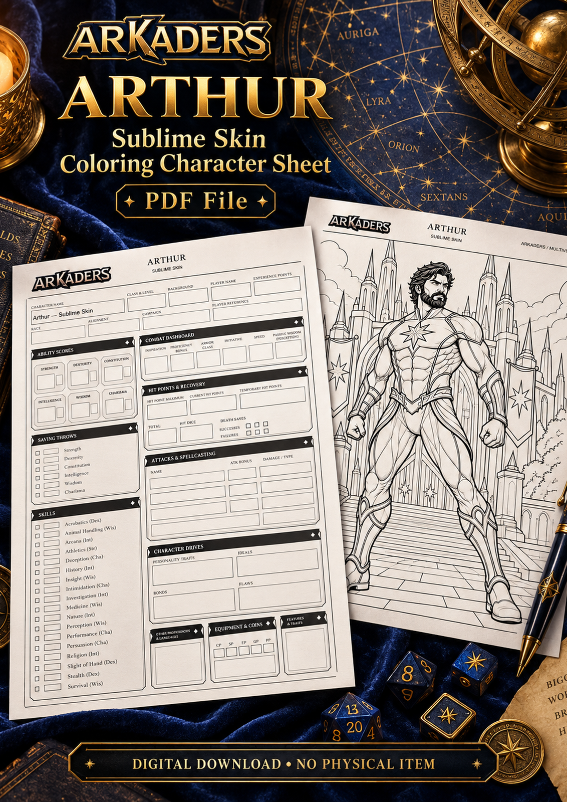 Arthur Sublime Skin Coloring Character Sheet digital PDF cover