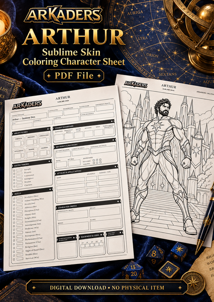 Arthur Sublime Skin Coloring Character Sheet digital PDF cover