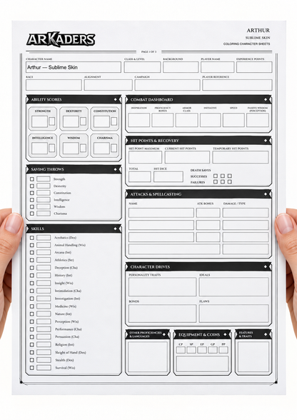 Arthur Sublime Skin fillable sheet shown in hands