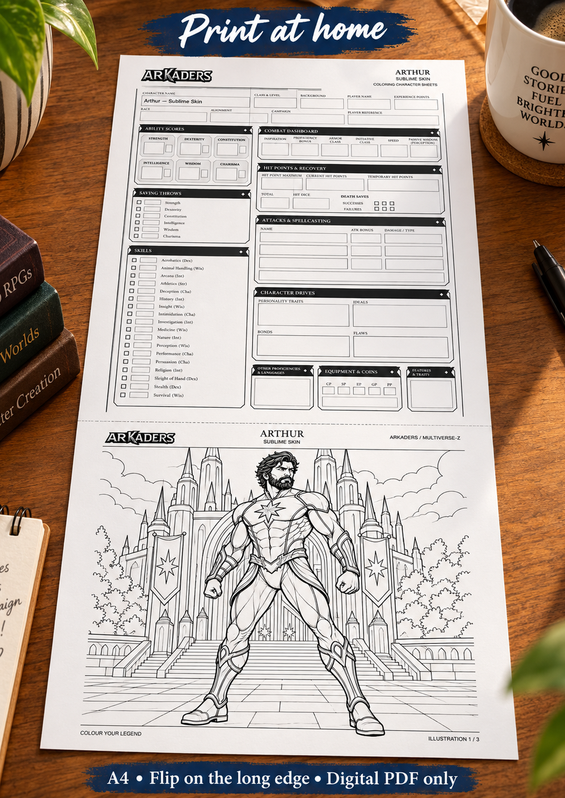 Arthur Sublime Skin character sheet printing at home