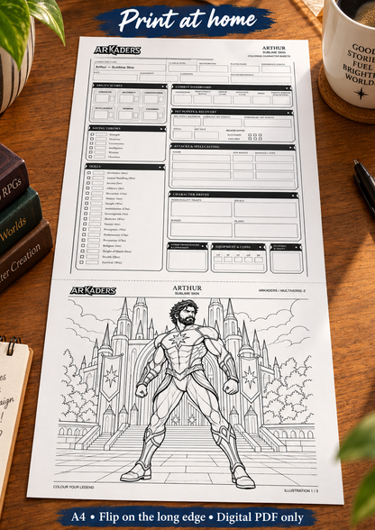 Arthur Sublime Skin character sheet printing at home