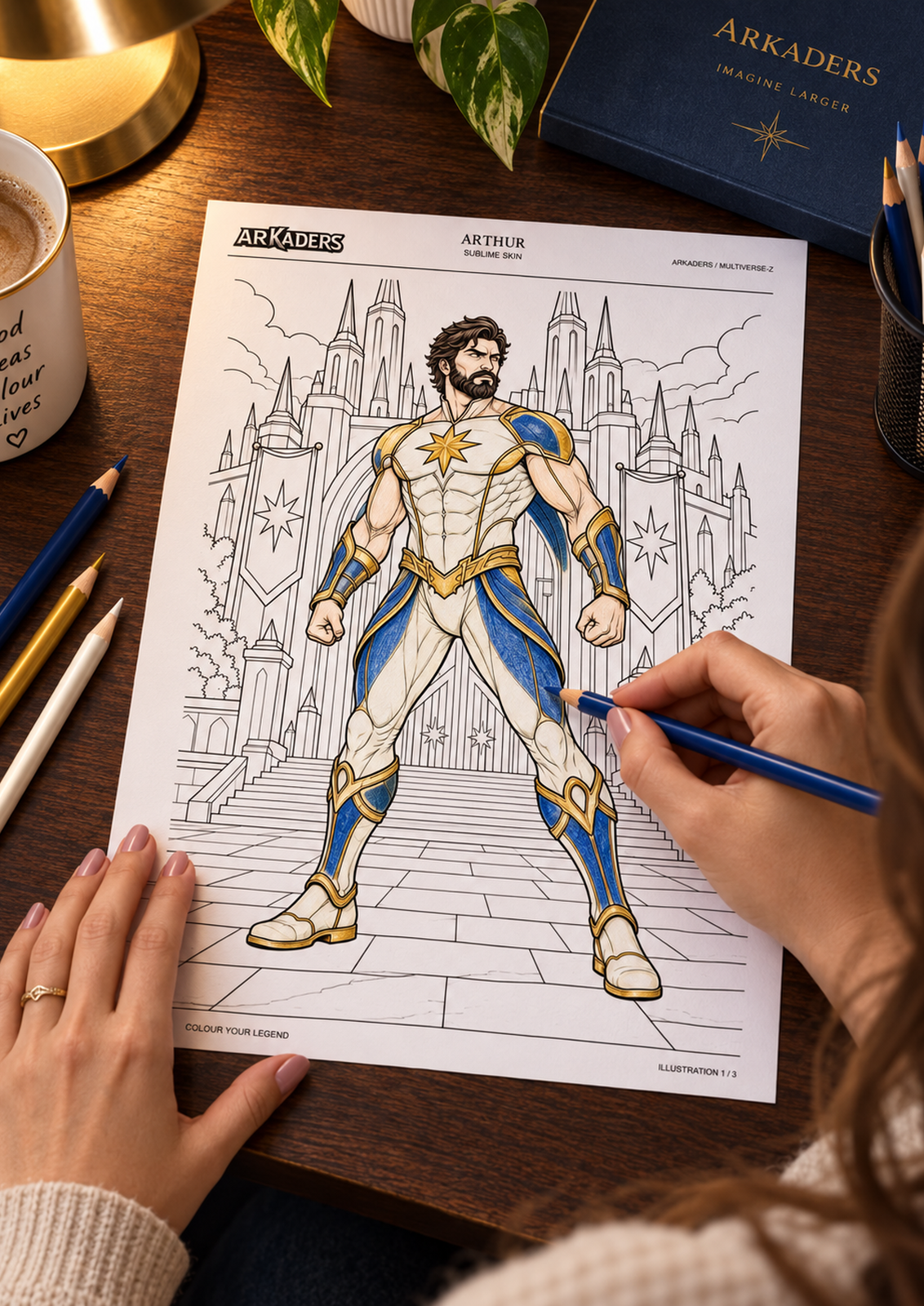Arthur Sublime Skin colouring page being coloured