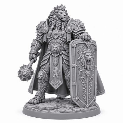 Aurel Varr, First Shield — grey resin miniature