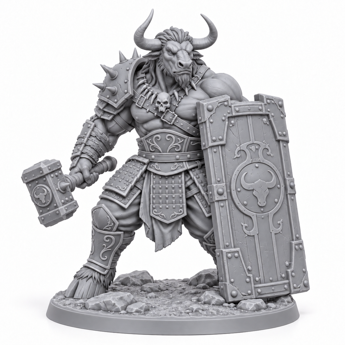 Brakkar Stonehorn, Wallbreaker — grey resin miniature