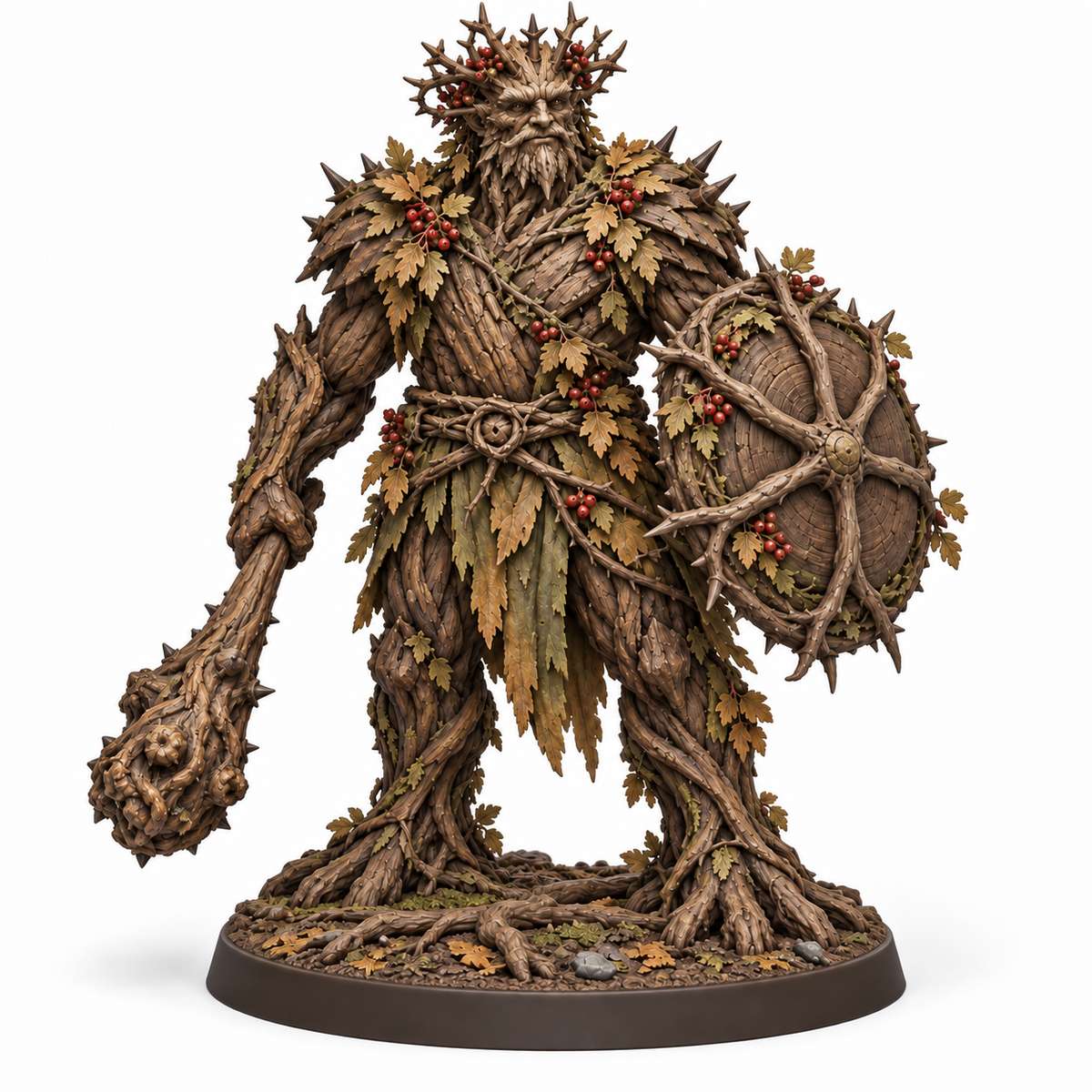 brannoc Treebas druid miniature concept — painted front view
