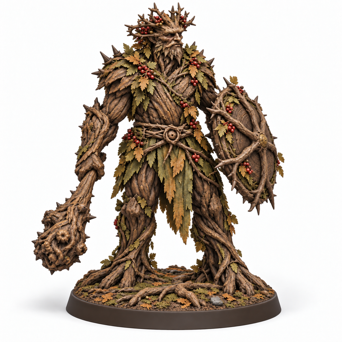 brannoc Treebas druid — painted colour reference, three-quarter