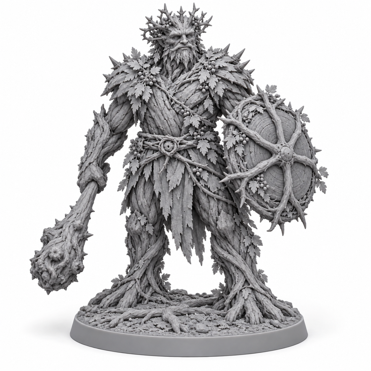 brannoc Treebas druid miniature concept — resin front view