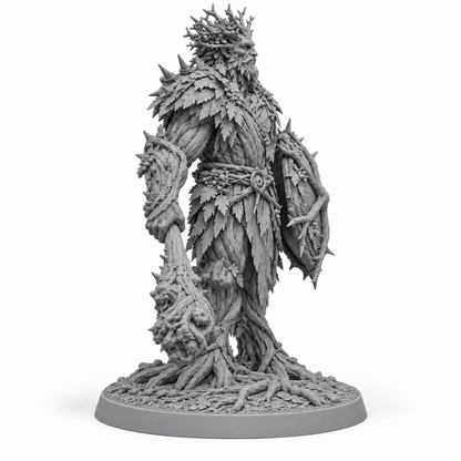 brannoc Treebas druid — unpainted grey-resin concept, side