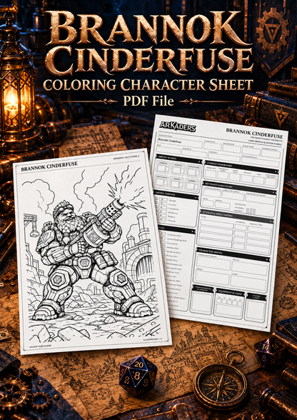 Brannok Cinderfuse Coloring Character Sheet — cover