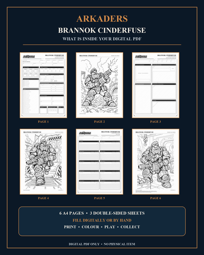 Brannok Cinderfuse Coloring Character Sheet — PDF contents