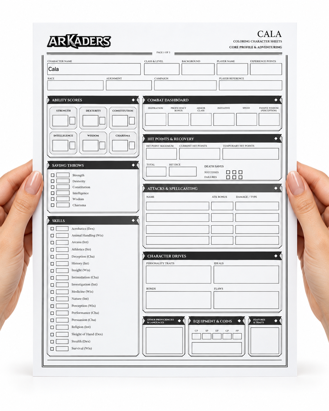 Cala Coloring Character Sheet — preview 2