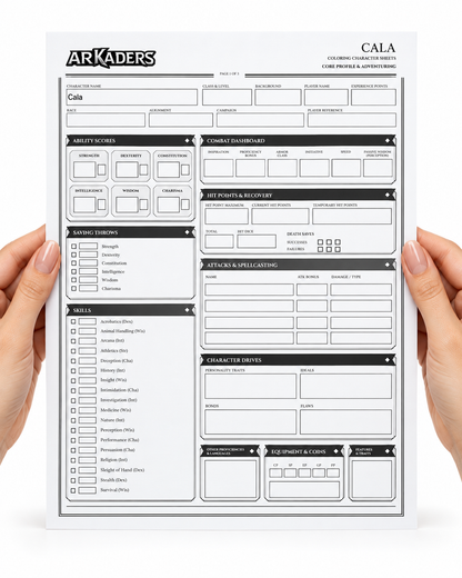 Cala Coloring Character Sheet — preview 2
