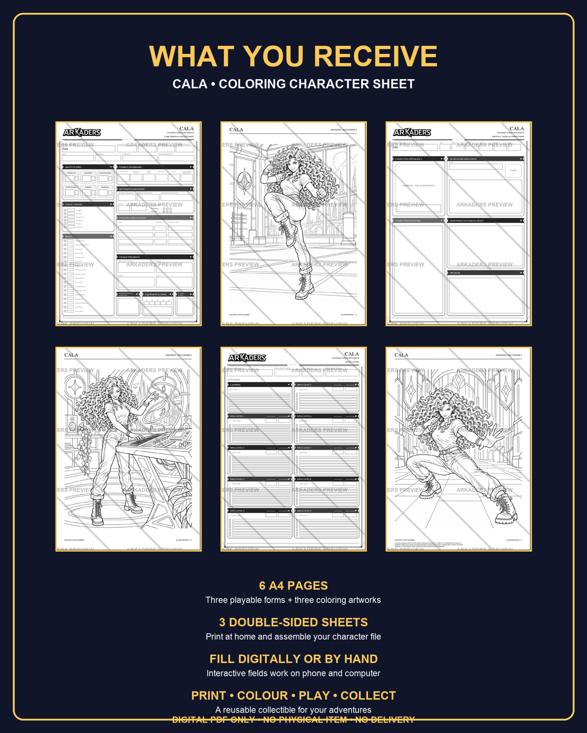 Cala Coloring Character Sheet — preview 6