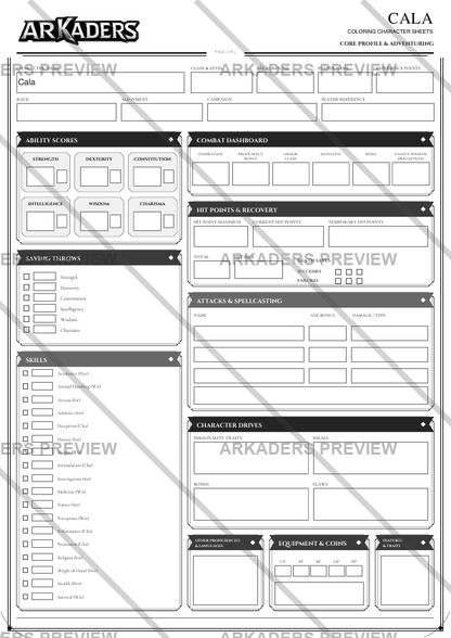 Cala Coloring Character Sheet — preview 7