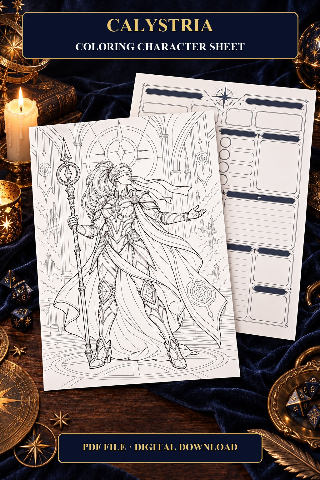 Calystria Coloring Character Sheet 1