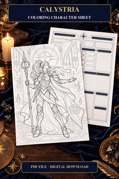 Calystria Coloring Character Sheet 1